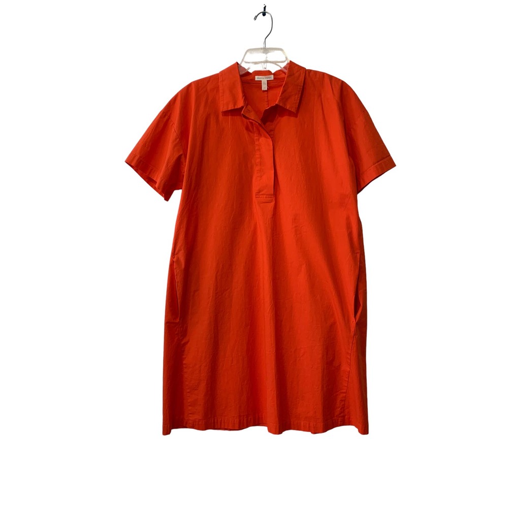 Eileen Fisher Orange Short-Sleeve Popover Dress